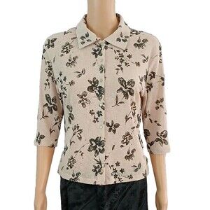Kathy Ireland Womens Medium Floral Light 3/4 Sleeve Dressy Casual Modest Top
